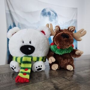 American Greetings Holiday Plush Stuffed Animals Moose Polar Bear